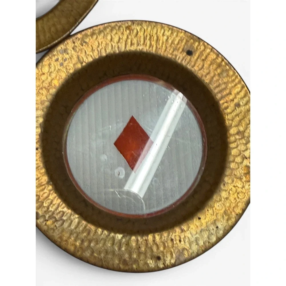 Vintage Playing Card Suit Coasters Set Hammered Brass Glass Gold Poker Game Room